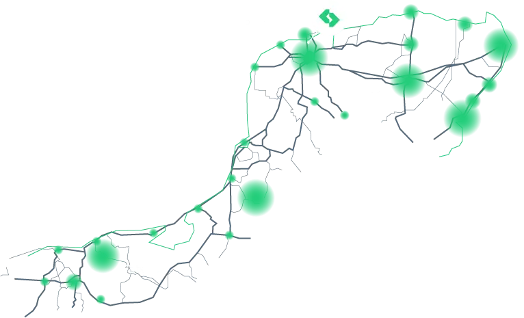Mapa de los lugares donde opera Servicios Procargo del Sureste